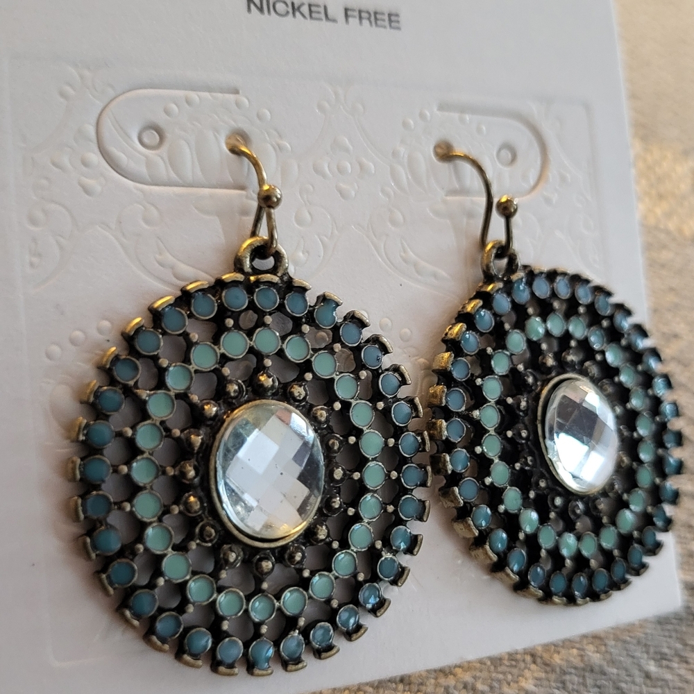 Target Blue and Silver Spiral Earrings